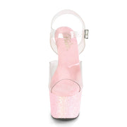 Pleaser ADORE-708LG Clear/Baby Pink Glitter