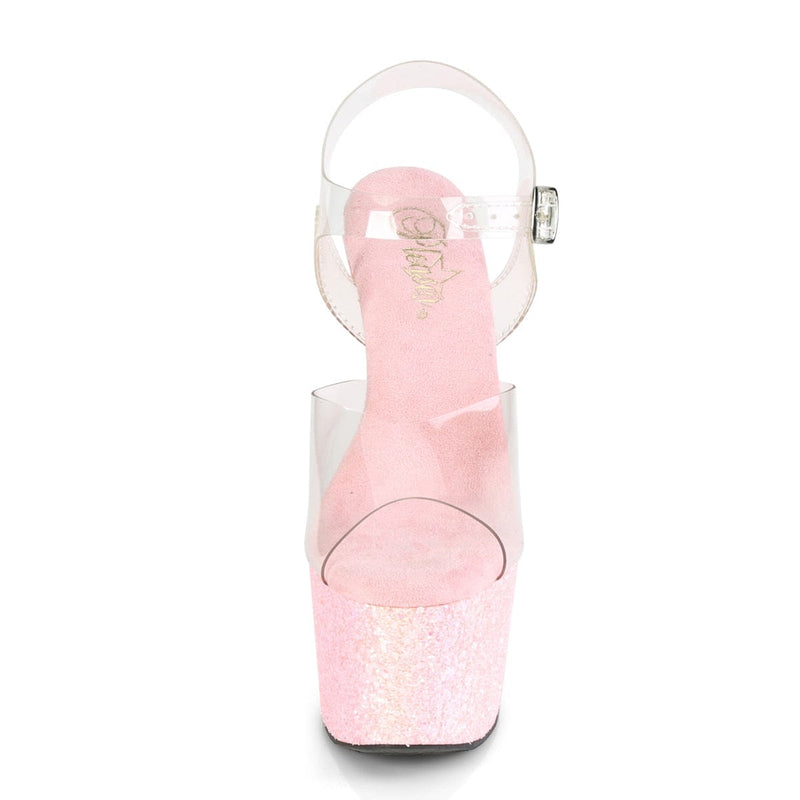 Pleaser ADORE-708LG Clear/Baby Pink Glitter