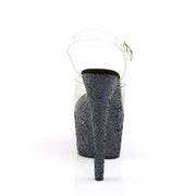 Pleaser ADORE-708LG Platform Sandal (Clear/Black Multi Glitter)