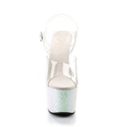 Pleaser ADORE-708LG Platform Sandal (Clear/Opal Multi Glitter)