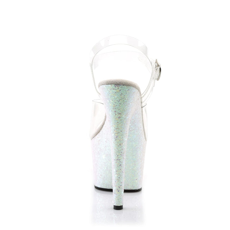 Pleaser ADORE-708LG Platform Sandal (Clear/Opal Multi Glitter)