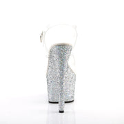 Pleaser ADORE-708LG Platform Sandal (Clear/Silver Multi Glitter)