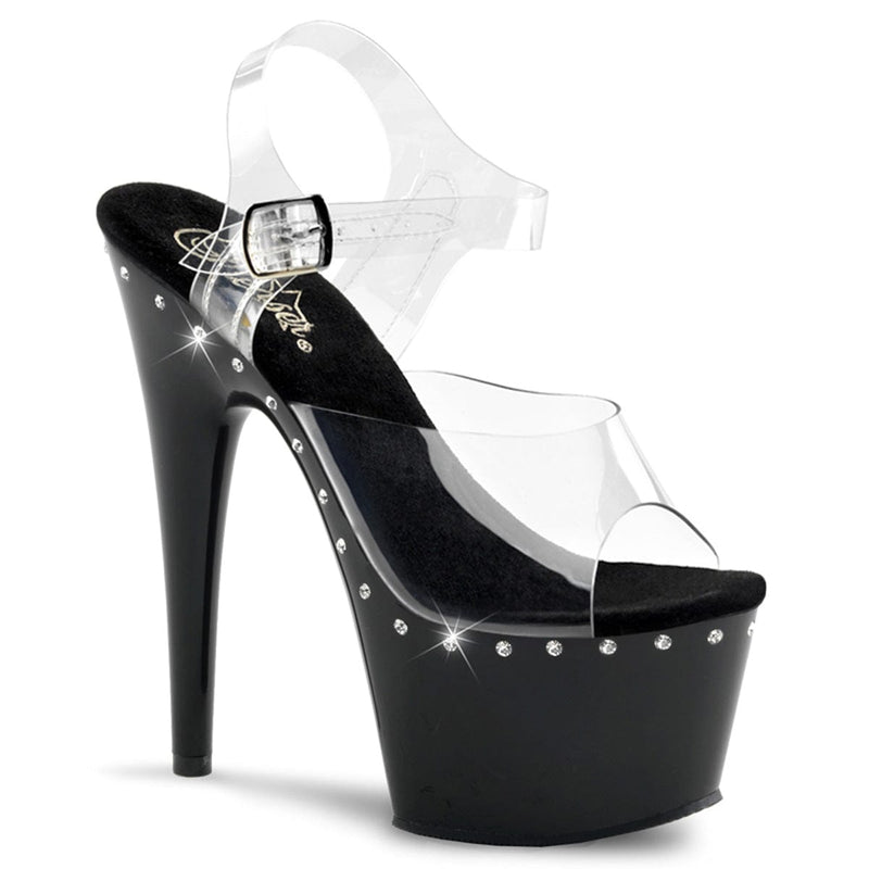 Pleaser ADORE-708LS Platform Sandal (Clear/Black)