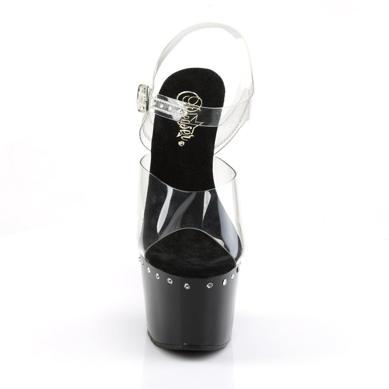 Pleaser ADORE-708LS Platform Sandal (Clear/Black)