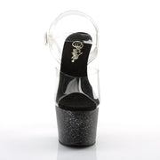 Pleaser ADORE-708MG Platform Sandal (Clear/Black)