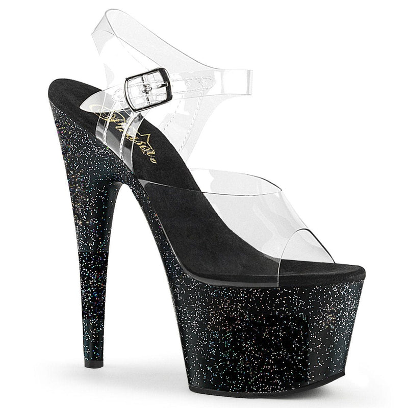 Pleaser ADORE-708MG Platform Sandal (Clear/Black)