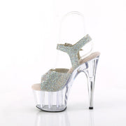 Pleaser ADORE-708N-RS Platform Sandal (Silver AB Rhinestone-TPU/Clear)