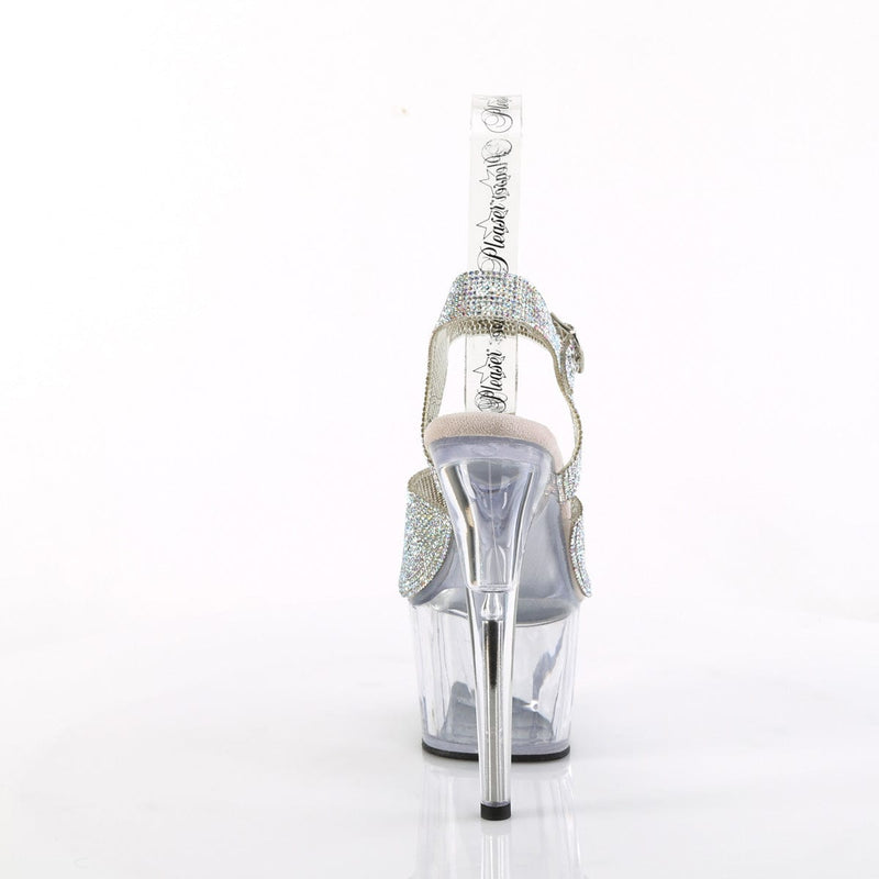 Pleaser ADORE-708N-RS Platform Sandal (Silver AB Rhinestone-TPU/Clear)