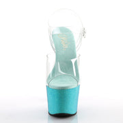 Pleaser ADORE-708OMBRE Platform Sandal (Clear/Aqua-Blue Ombre)