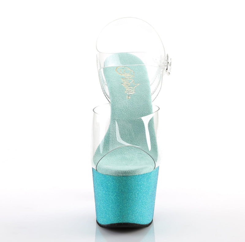 Pleaser ADORE-708OMBRE Platform Sandal (Clear/Aqua-Blue Ombre)