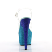 Pleaser ADORE-708OMBRE Platform Sandal (Clear/Aqua-Blue Ombre)