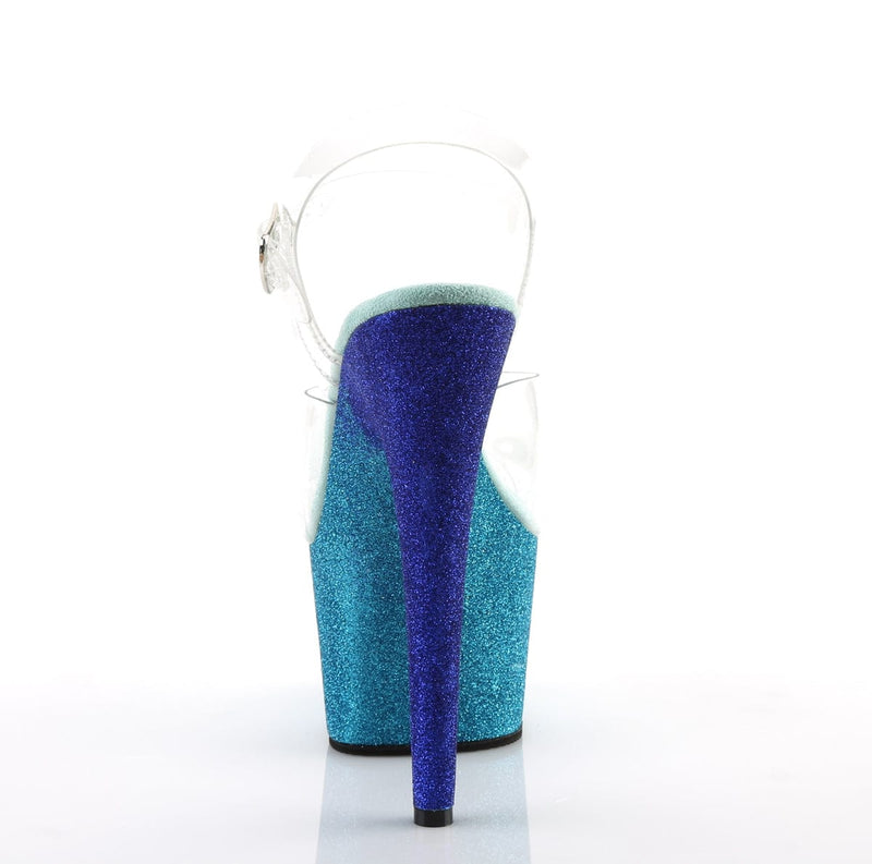Pleaser ADORE-708OMBRE Platform Sandal (Clear/Aqua-Blue Ombre)