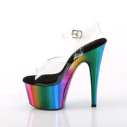 Pleaser ADORE-708RC Platform Sandal (Clear/Rainbow Chrome)