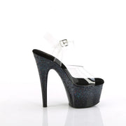 Pleaser ADORE-708SS Platform Sandal (Clear/Black Multi Glitter)