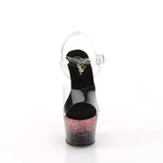 Pleaser ADORE-708SS Platform Sandal (Clear/Black-Pink Multi Glitter)