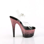 Pleaser ADORE-708SS Platform Sandal (Clear/Black-Pink Multi Glitter)