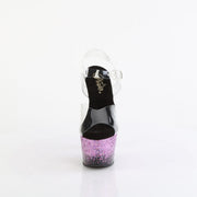 Pleaser ADORE-708SS Platform Sandal (Clear/Black-Purple Multi Glitter)