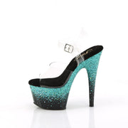 Pleaser ADORE-708SS Platform Sandal (Clear/Black-Turquoise Multi Glitter)