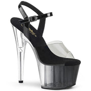 Pleaser ADORE-708T-1 Platform Sandal (Smoke-Black/Black-Clear Ombre)