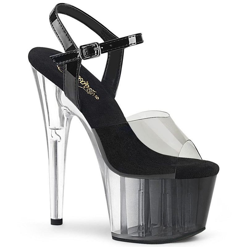 Pleaser ADORE-708T-1 Platform Sandal (Smoke-Black/Black-Clear Ombre)