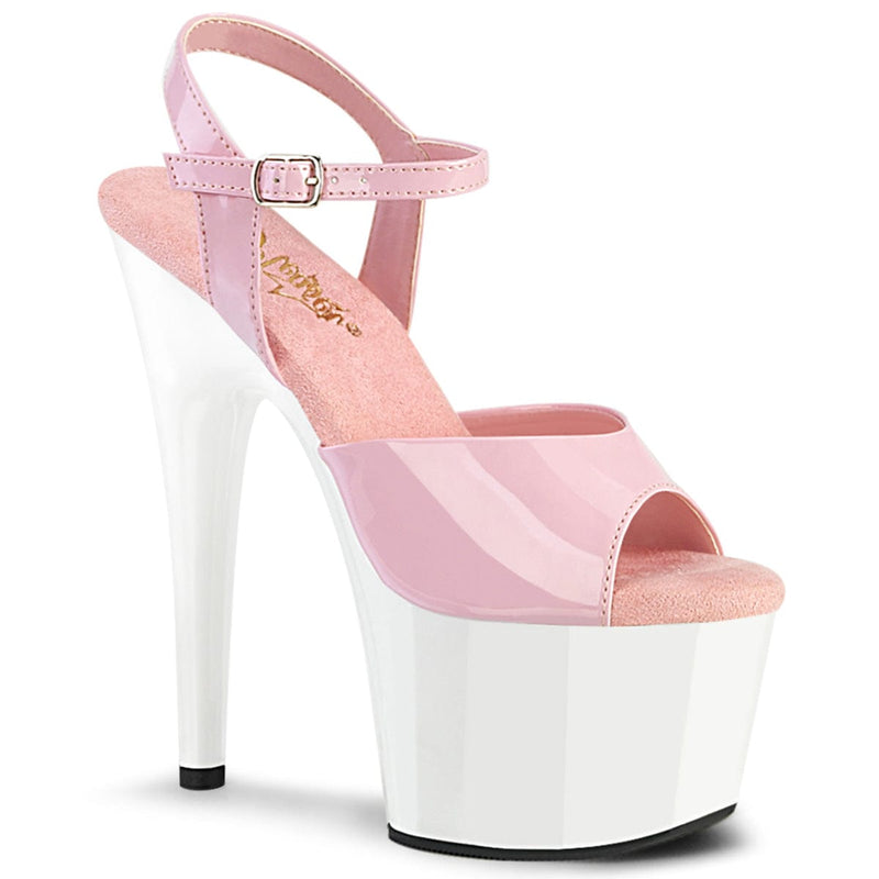 Pleaser ADORE-709 Platform Sandal (Baby Pink Patent/White)