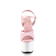 Pleaser ADORE-709 Platform Sandal (Baby Pink Patent/White)