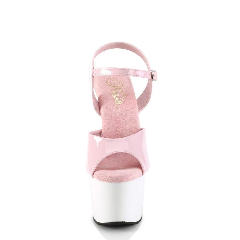Pleaser ADORE-709 Platform Sandal (Baby Pink Patent/White)