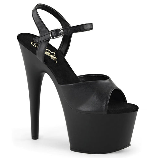 Pleaser ADORE-709 Platform Sandal (Black Faux Leather/Black Matte)