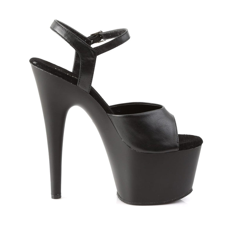 Pleaser ADORE-709 Platform Sandal (Black Faux Leather/Black Matte)