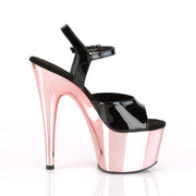 Pleaser ADORE-709 Platform Sandal (Black Patent/Rose Gold Chrome)