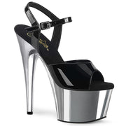 Pleaser ADORE-709 Platform Sandal (Black Patent/Silver Chrome)