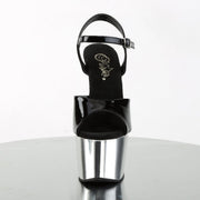 Pleaser ADORE-709 Platform Sandal (Black Patent/Silver Chrome)