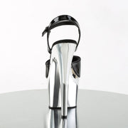 Pleaser ADORE-709 Platform Sandal (Black Patent/Silver Chrome)