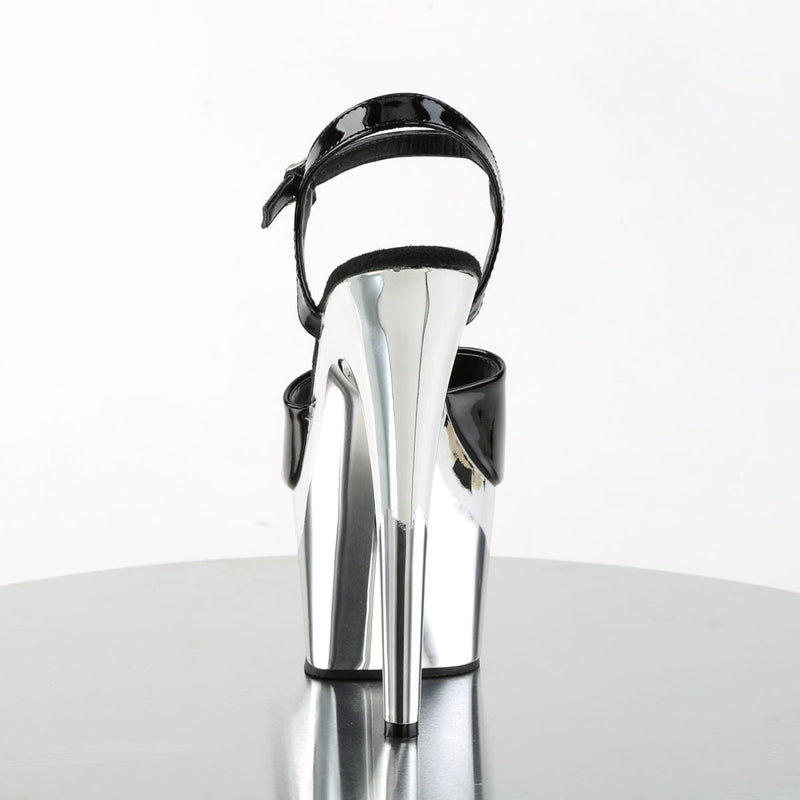 Pleaser ADORE-709 Platform Sandal (Black Patent/Silver Chrome)
