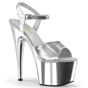 Pleaser ADORE-709 Platform Sandal (Silver Metallic Pu/Silver Chrome)