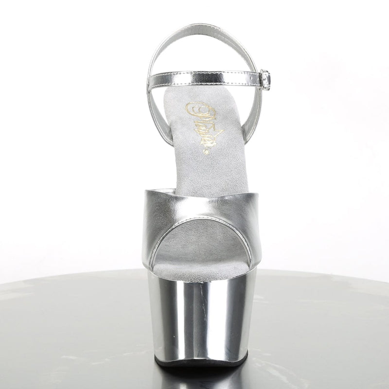 Pleaser ADORE-709 Platform Sandal (Silver Metallic Pu/Silver Chrome)