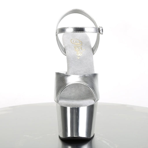 Pleaser ADORE-709 Platform Sandal (Silver Metallic Pu/Silver Chrome)