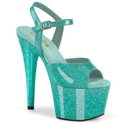 Pleaser ADORE-709GP Platform Sandal (Aqua Glitter Patent/M)