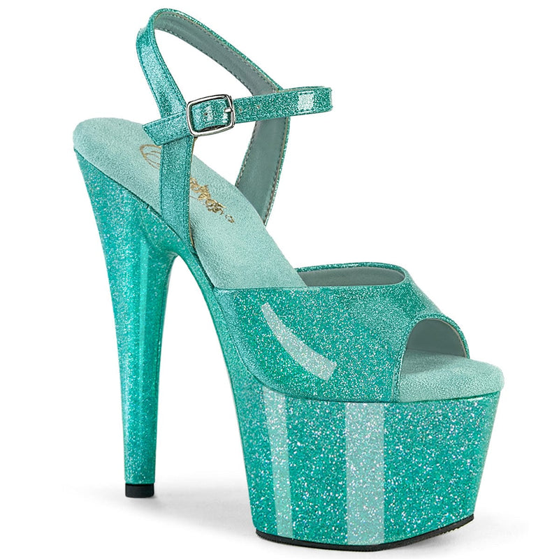 Pleaser ADORE-709GP Platform Sandal (Aqua Glitter Patent/M)
