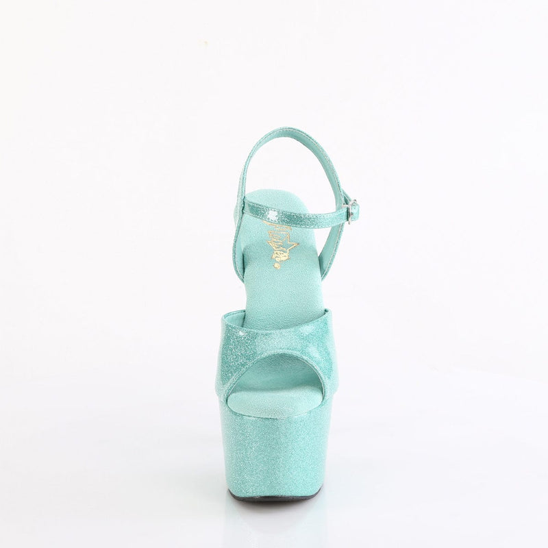 Pleaser ADORE-709GP Platform Sandal (Aqua Glitter Patent/M)