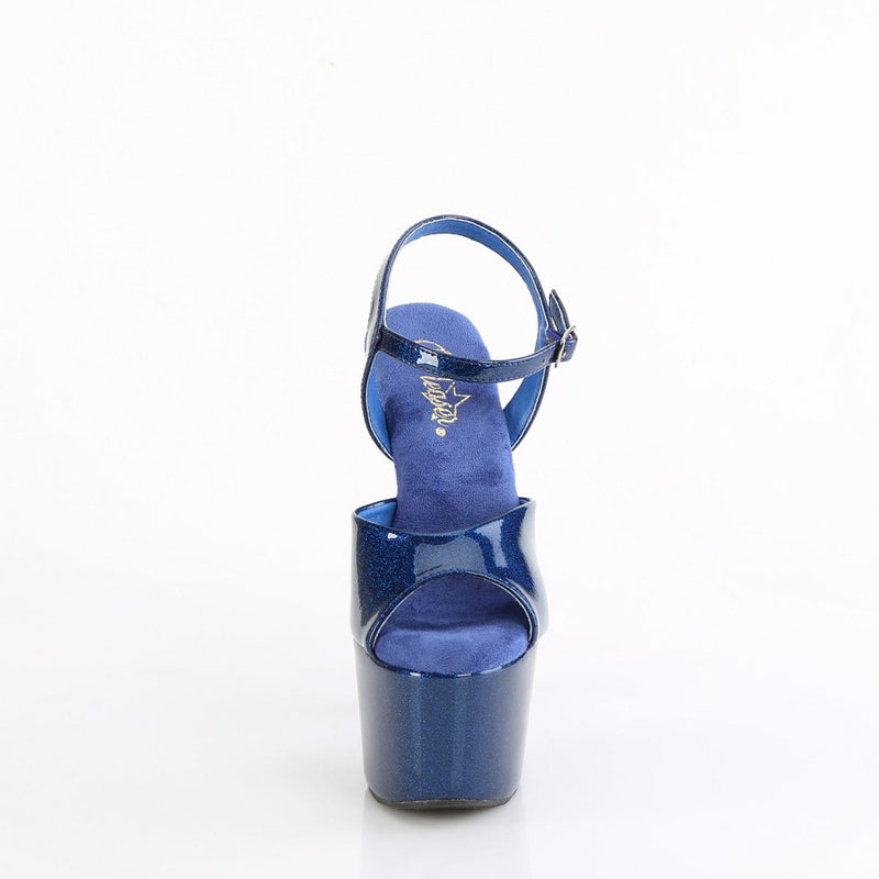 Pleaser ADORE-709GP Platform Sandal (Navy Blue Glitter Patent/M)