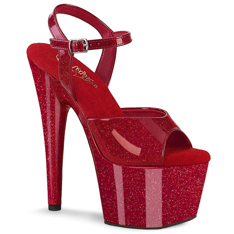 Pleaser ADORE-709GP Platform Sandal (Ruby Red Glitter Patent/M)