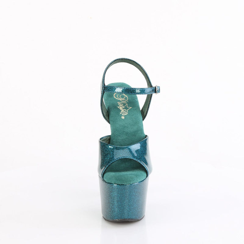 Pleaser ADORE-709GP Platform Sandal (Teal Glitter Patent/M)