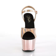 Pleaser ADORE-709HGCH Platform Sandal (Rose Gold Hologram/Rose Gold Chrome)