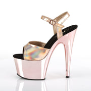 Pleaser ADORE-709HGCH Platform Sandal (Rose Gold Hologram/Rose Gold Chrome)
