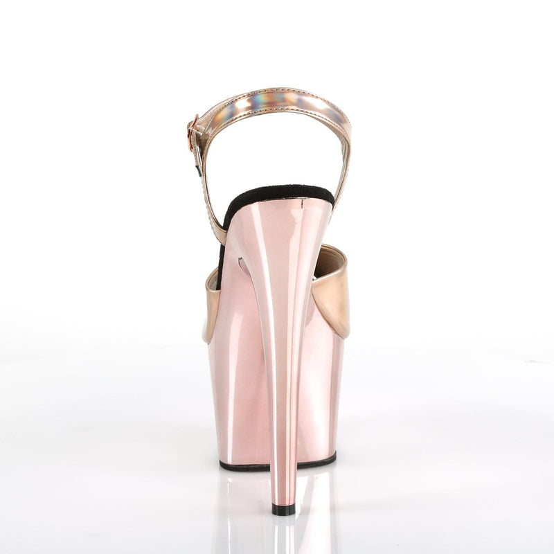 Pleaser ADORE-709HGCH Platform Sandal (Rose Gold Hologram/Rose Gold Chrome)