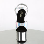 Pleaser ADORE-709HGCH Platform Sandal (Silver Hologram/Silver Chrome)