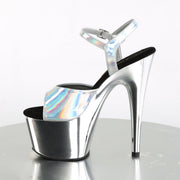 Pleaser ADORE-709HGCH Platform Sandal (Silver Hologram/Silver Chrome)