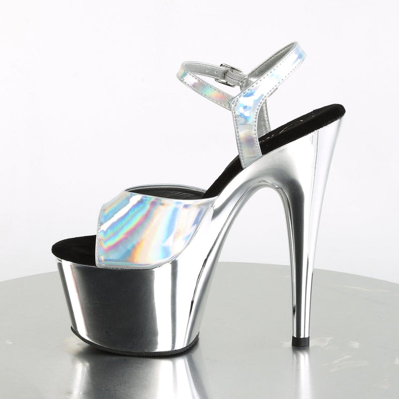 Pleaser ADORE-709HGCH Platform Sandal (Silver Hologram/Silver Chrome)