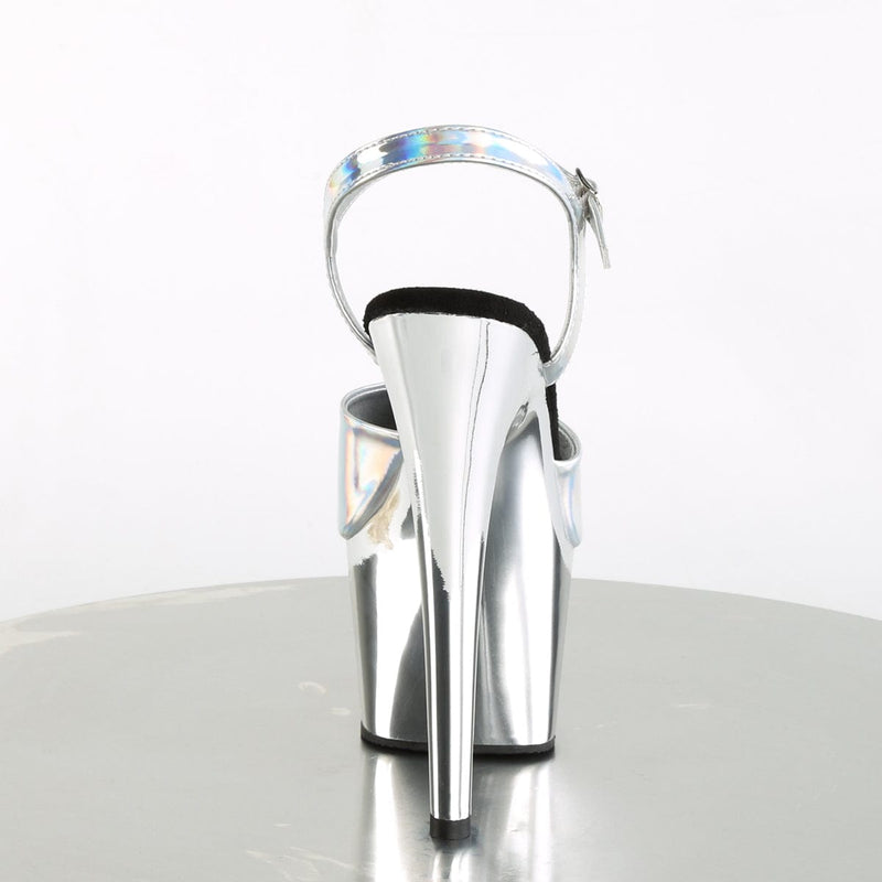 Pleaser ADORE-709HGCH Platform Sandal (Silver Hologram/Silver Chrome)